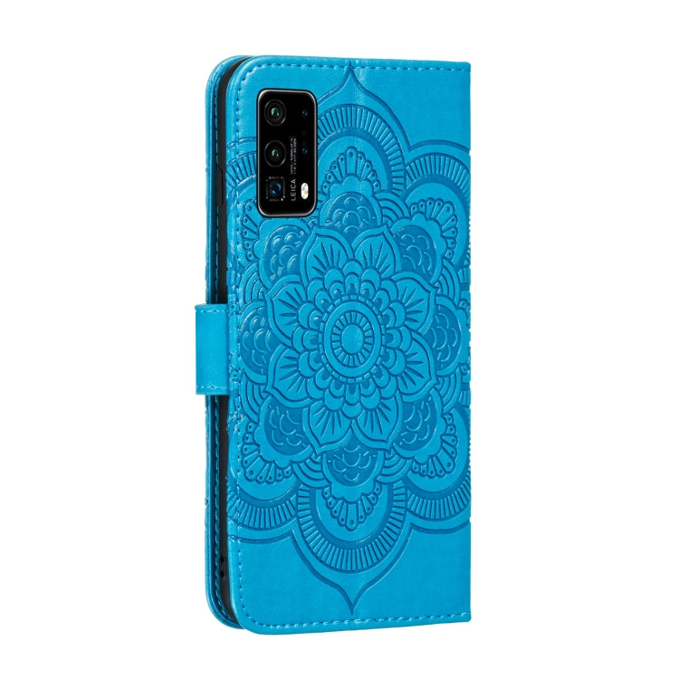 For Huawei P40 Pro Mandala Embossing Pattern Horizontal Flip Leather Case with Holder & Card Slots & Wallet & Photo Frame & Lanyard(Blue)