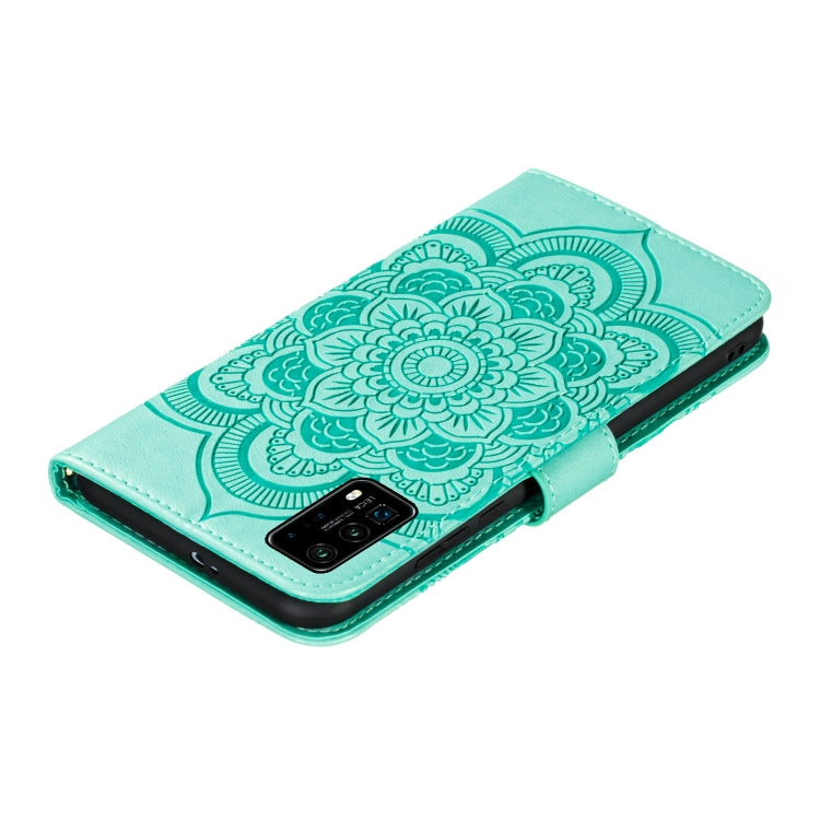 For Huawei P40 Pro Mandala Embossing Pattern Horizontal Flip Leather Case with Holder & Card Slots & Wallet & Photo Frame & Lanyard(Green)