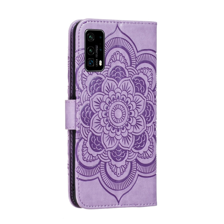For Huawei P40 Pro Mandala Embossing Pattern Horizontal Flip Leather Case with Holder & Card Slots & Wallet & Photo Frame & Lanyard(Purple)