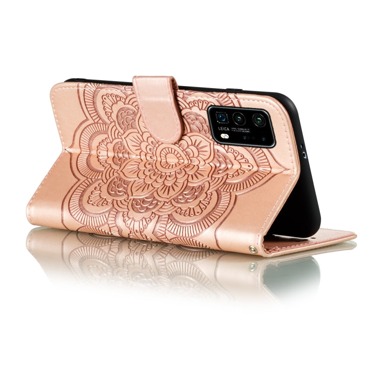 For Huawei P40 Pro Mandala Embossing Pattern Horizontal Flip Leather Case with Holder & Card Slots & Wallet & Photo Frame & Lanyard(Rose Gold)