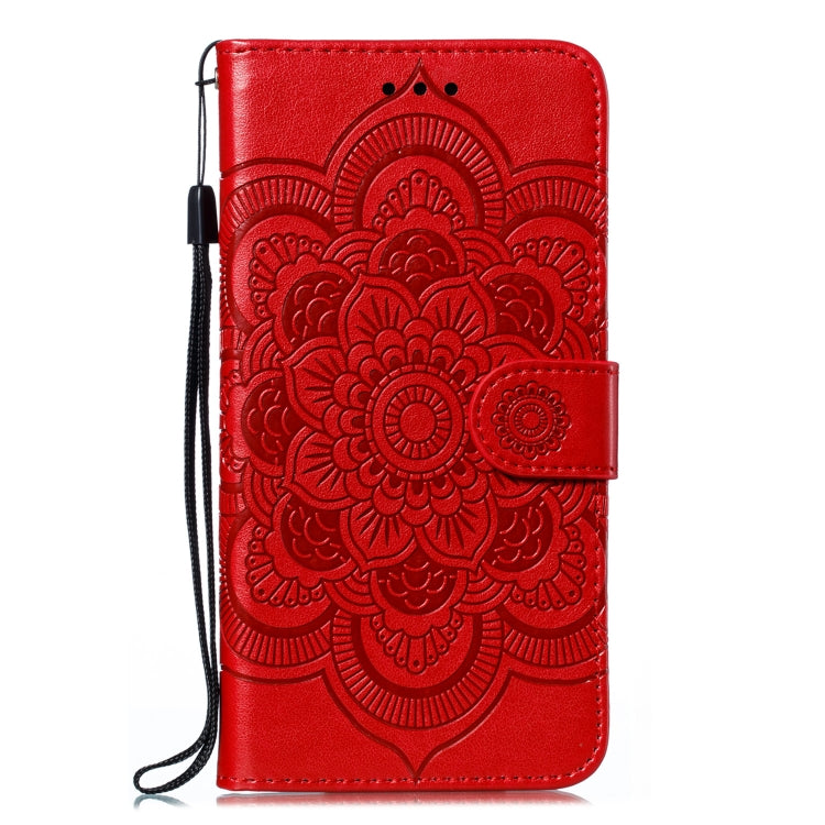 For Huawei P40 Mandala Embossing Pattern Horizontal Flip Leather Case with Holder & Card Slots & Wallet & Photo Frame & Lanyard(Red)