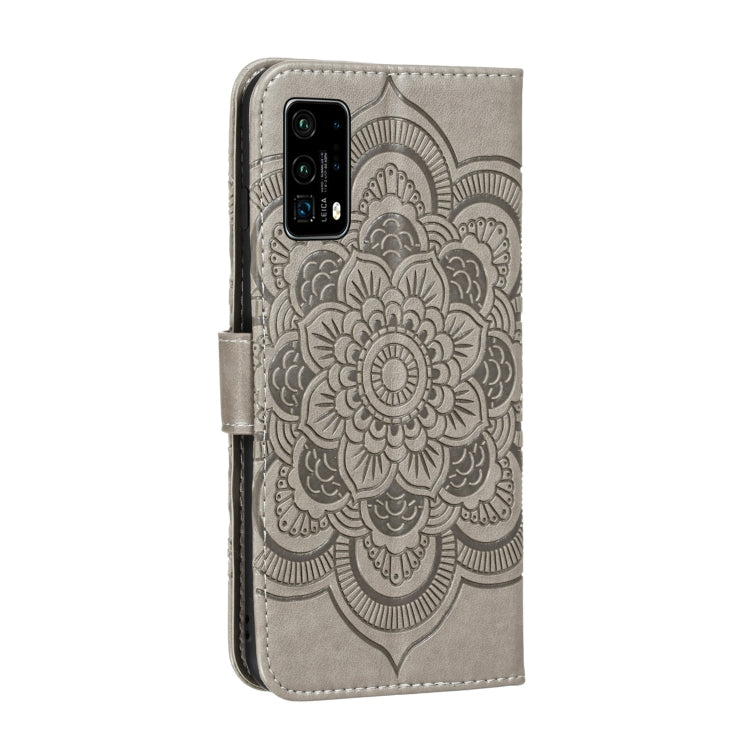 For Huawei P40 Mandala Embossing Pattern Horizontal Flip Leather Case with Holder & Card Slots & Wallet & Photo Frame & Lanyard(Grey)
