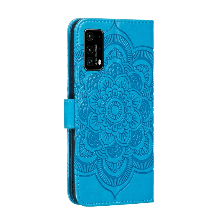 For Huawei P40 Mandala Embossing Pattern Horizontal Flip Leather Case with Holder & Card Slots & Wallet & Photo Frame & Lanyard(Blue)