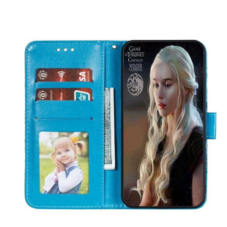 For Huawei P40 Mandala Embossing Pattern Horizontal Flip Leather Case with Holder & Card Slots & Wallet & Photo Frame & Lanyard(Blue)