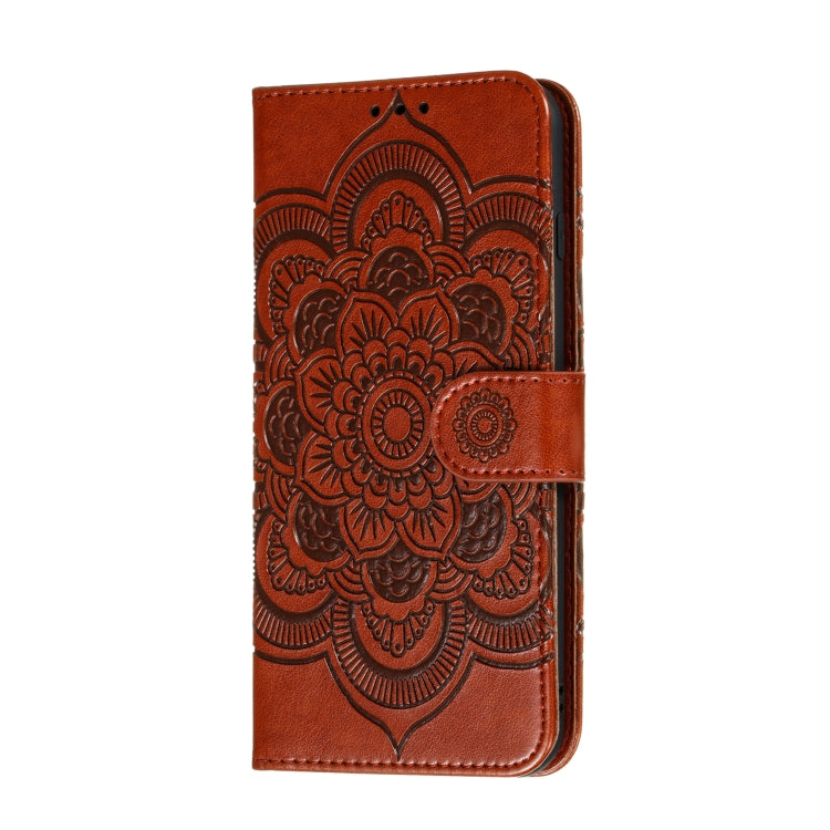 For Huawei P40 Mandala Embossing Pattern Horizontal Flip Leather Case with Holder & Card Slots & Wallet & Photo Frame & Lanyard(Brown)
