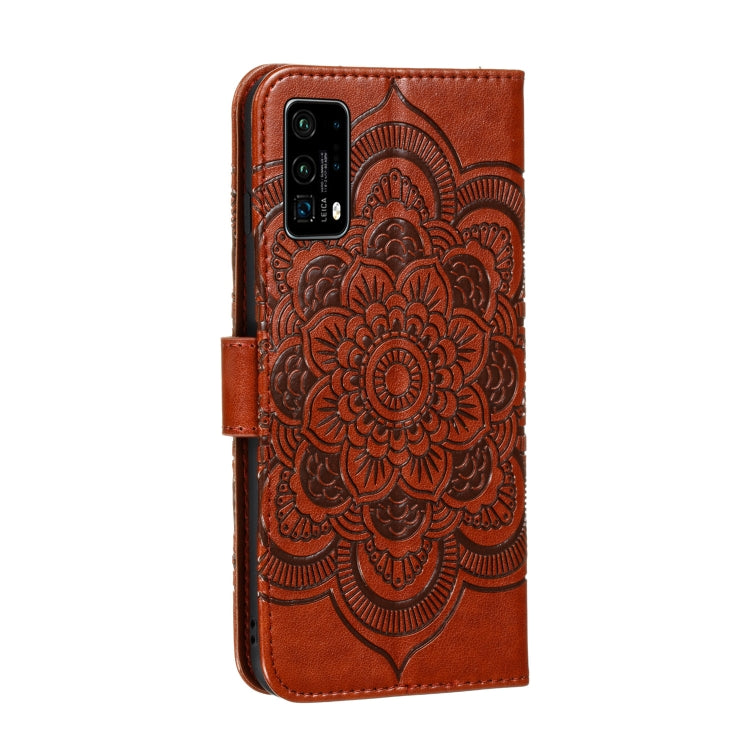 For Huawei P40 Mandala Embossing Pattern Horizontal Flip Leather Case with Holder & Card Slots & Wallet & Photo Frame & Lanyard(Brown)