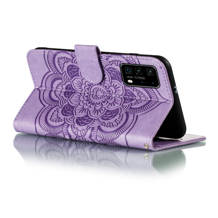 For Huawei P40 Mandala Embossing Pattern Horizontal Flip Leather Case with Holder & Card Slots & Wallet & Photo Frame & Lanyard(Purple)