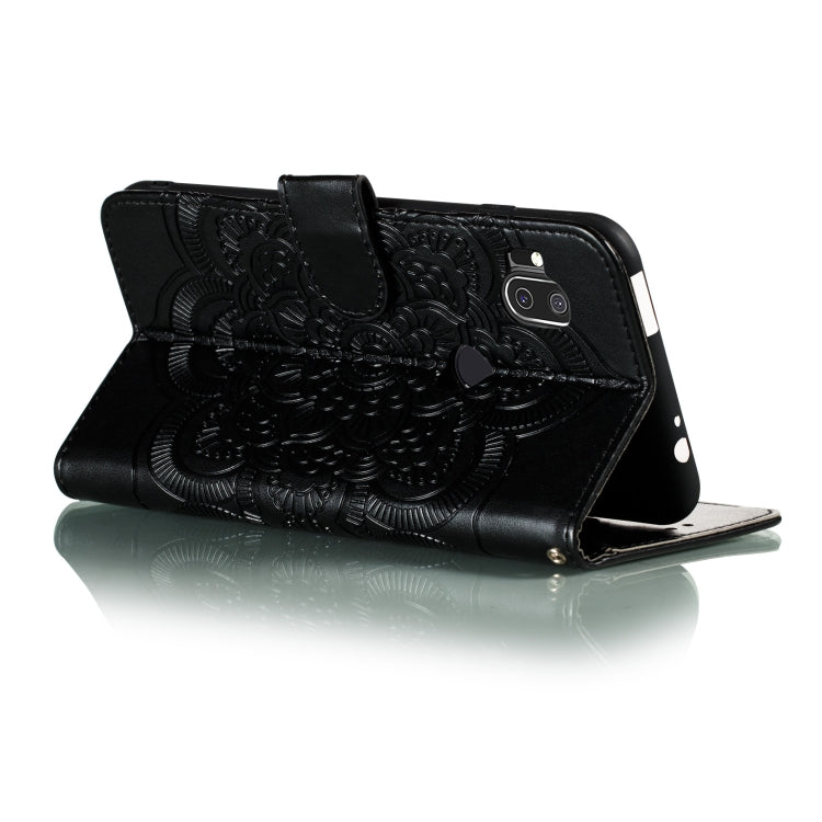 For Moto One Hyper Mandala Embossing Pattern Horizontal Flip Leather Case with Holder & Card Slots & Wallet & Photo Frame & Lanyard(Black)