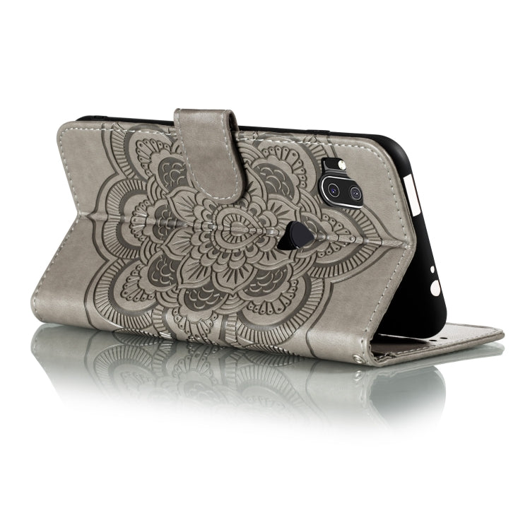 For Moto One Hyper Mandala Embossing Pattern Horizontal Flip Leather Case with Holder & Card Slots & Wallet & Photo Frame & Lanyard(Grey)
