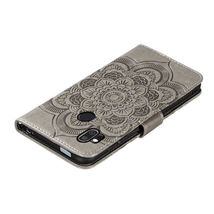 For Moto One Hyper Mandala Embossing Pattern Horizontal Flip Leather Case with Holder & Card Slots & Wallet & Photo Frame & Lanyard(Grey)