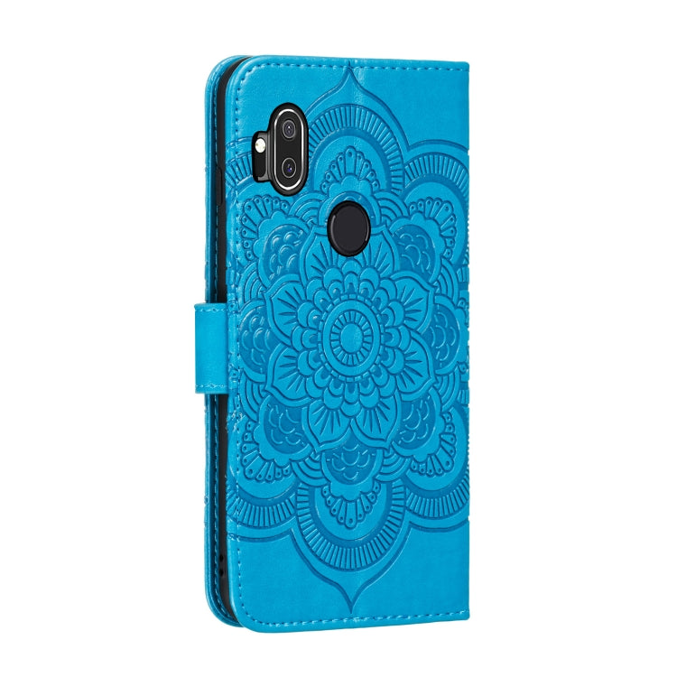 For Moto One Hyper Mandala Embossing Pattern Horizontal Flip Leather Case with Holder & Card Slots & Wallet & Photo Frame & Lanyard(Blue)