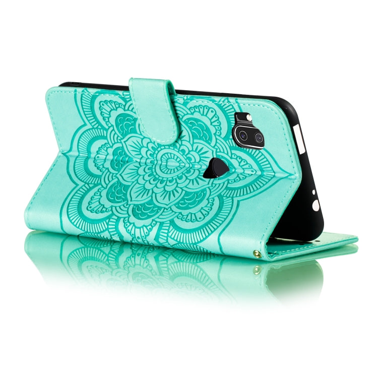 For Moto One Hyper Mandala Embossing Pattern Horizontal Flip Leather Case with Holder & Card Slots & Wallet & Photo Frame & Lanyard(Green)