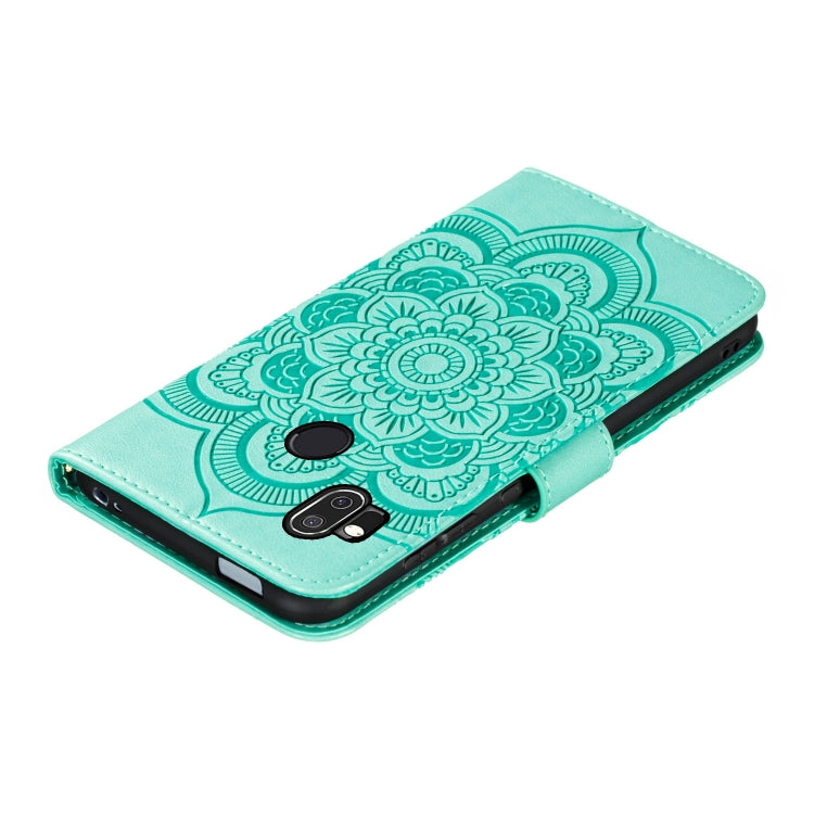 For Moto One Hyper Mandala Embossing Pattern Horizontal Flip Leather Case with Holder & Card Slots & Wallet & Photo Frame & Lanyard(Green)