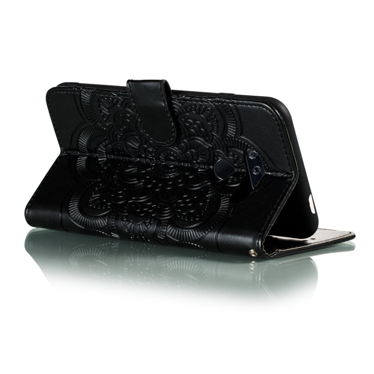 For LG K50S Mandala Embossing Pattern Horizontal Flip Leather Case with Holder & Card Slots & Wallet & Photo Frame & Lanyard(Black)