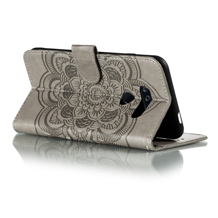 For LG K50S Mandala Embossing Pattern Horizontal Flip Leather Case with Holder & Card Slots & Wallet & Photo Frame & Lanyard(Grey)