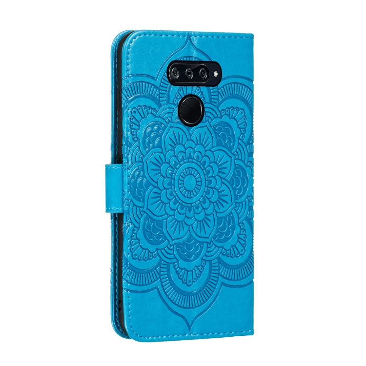 For LG K50S Mandala Embossing Pattern Horizontal Flip Leather Case with Holder & Card Slots & Wallet & Photo Frame & Lanyard(Blue)