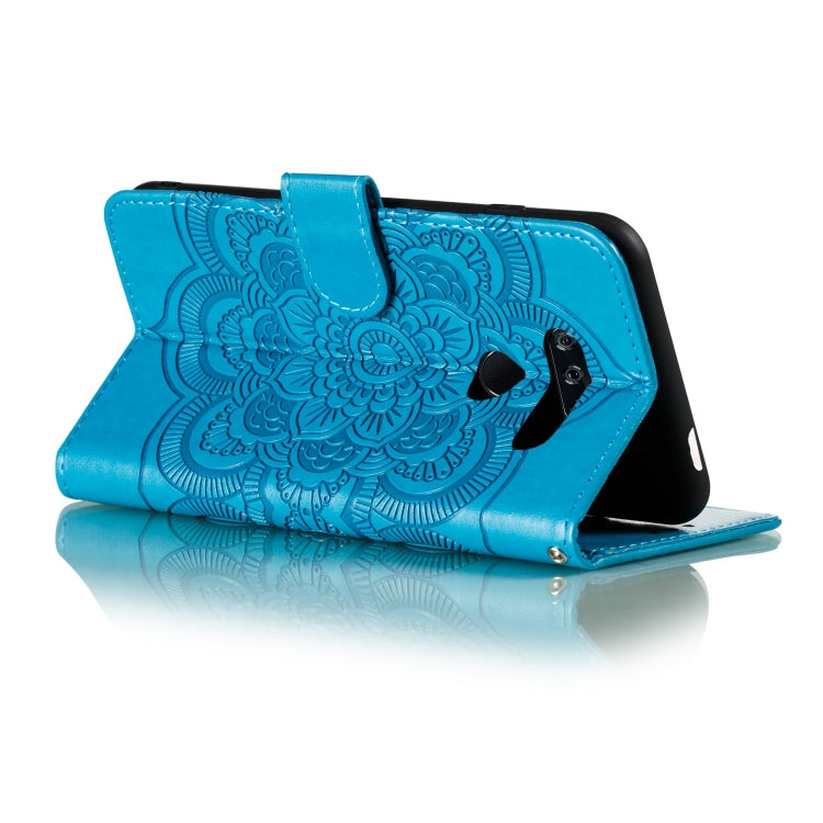 For LG K50S Mandala Embossing Pattern Horizontal Flip Leather Case with Holder & Card Slots & Wallet & Photo Frame & Lanyard(Blue)