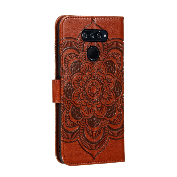 For LG K50S Mandala Embossing Pattern Horizontal Flip Leather Case with Holder & Card Slots & Wallet & Photo Frame & Lanyard(Brown)