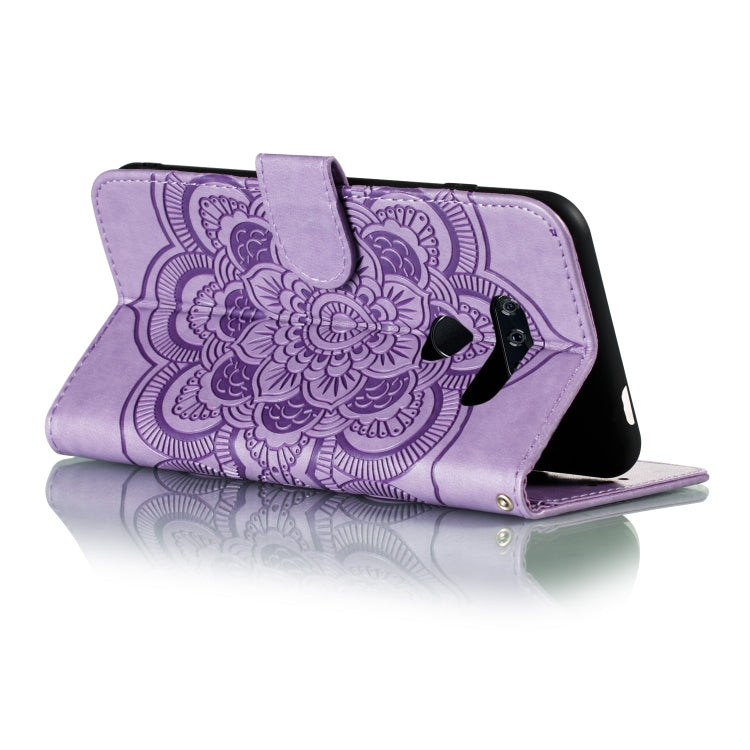 For LG K50S Mandala Embossing Pattern Horizontal Flip Leather Case with Holder & Card Slots & Wallet & Photo Frame & Lanyard(Purple)