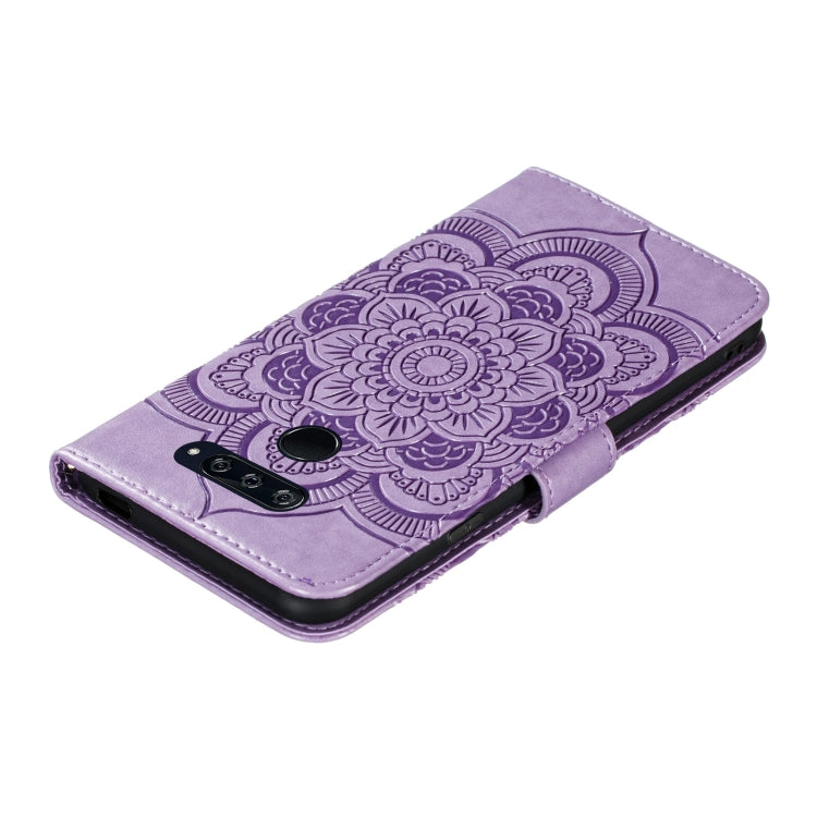For LG K50S Mandala Embossing Pattern Horizontal Flip Leather Case with Holder & Card Slots & Wallet & Photo Frame & Lanyard(Purple)