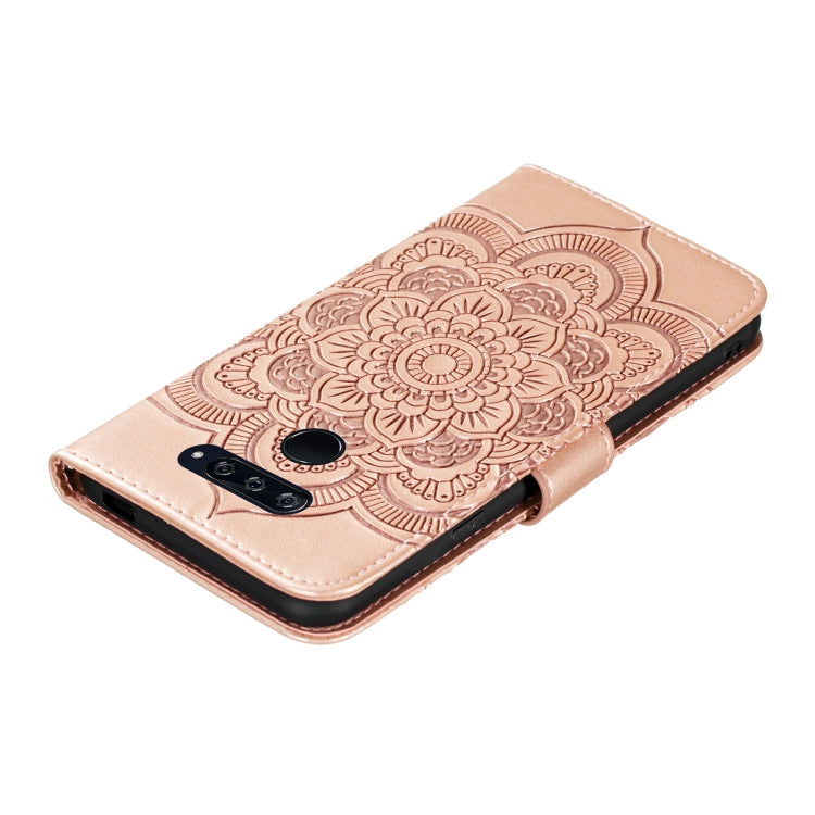 For LG K50S Mandala Embossing Pattern Horizontal Flip Leather Case with Holder & Card Slots & Wallet & Photo Frame & Lanyard(Rose Gold)