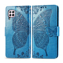For Huawei P40 Lite/Nova 7i/Nova 6SE Butterfly Love Flower Embossed Horizontal Flip Leather Case with Bracket / Card Slot / Wallet / Lanyard(Blue)
