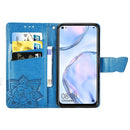 For Huawei P40 Lite/Nova 7i/Nova 6SE Butterfly Love Flower Embossed Horizontal Flip Leather Case with Bracket / Card Slot / Wallet / Lanyard(Blue)