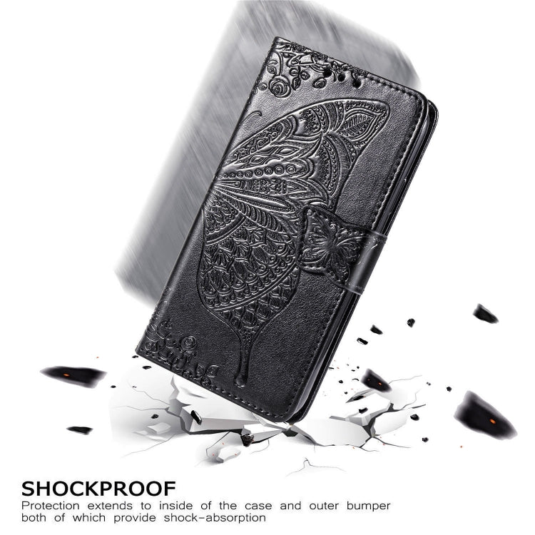 For Huawei P40 Lite/Nova 7i/Nova 6SE Butterfly Love Flower Embossed Horizontal Flip Leather Case with Bracket / Card Slot / Wallet / Lanyard(Dark Purple)