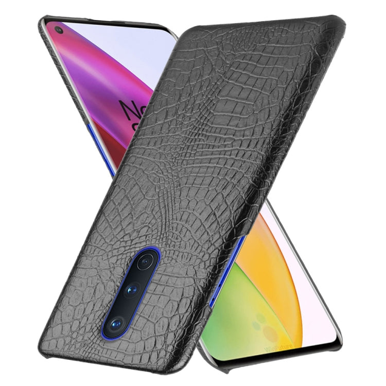 For OnePlus 8 Shockproof Crocodile Texture PC + PU Case(Black)