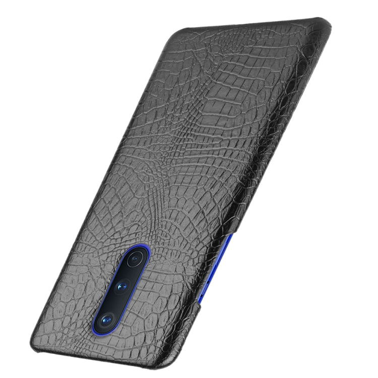 For OnePlus 8 Shockproof Crocodile Texture PC + PU Case(Black)