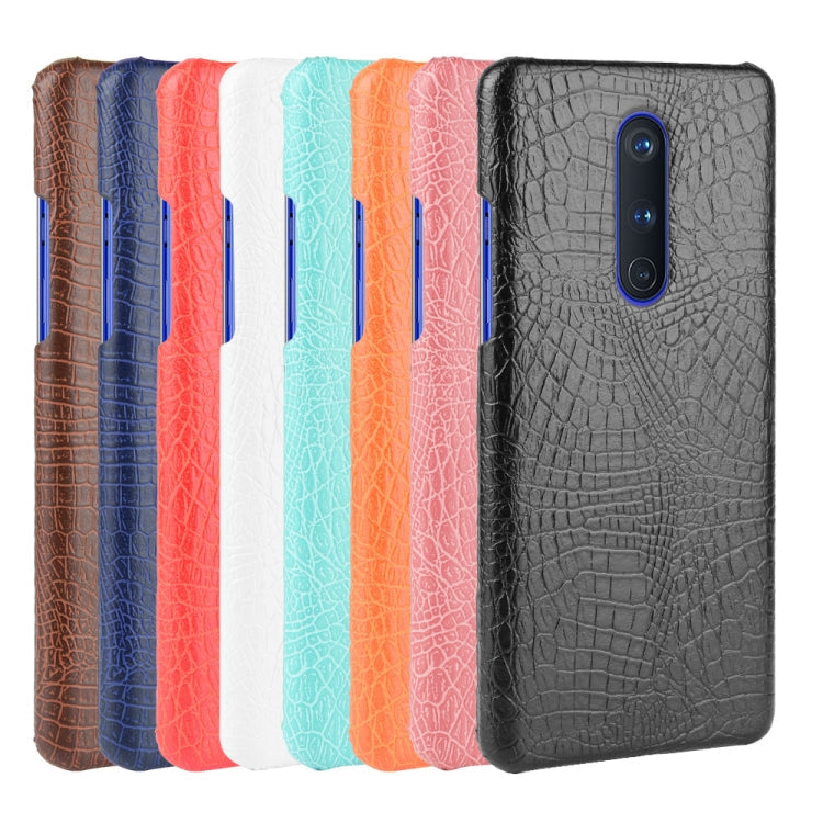 For OnePlus 8 Shockproof Crocodile Texture PC + PU Case(Black)