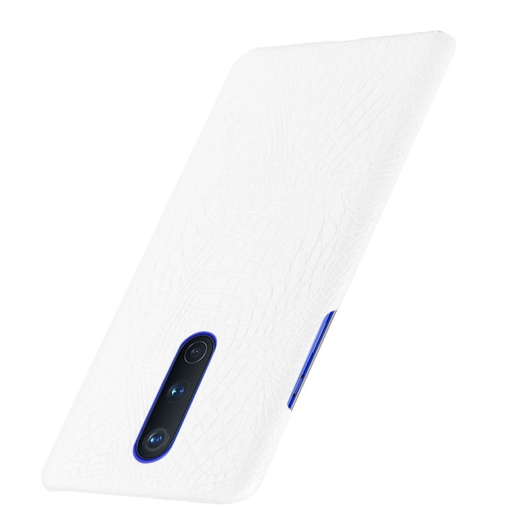 For OnePlus 8 Shockproof Crocodile Texture PC + PU Case(White)