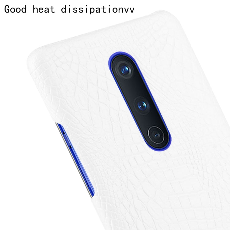 For OnePlus 8 Shockproof Crocodile Texture PC + PU Case(White)
