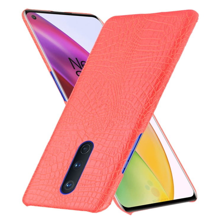 For OnePlus 8 Shockproof Crocodile Texture PC + PU Case(Red)