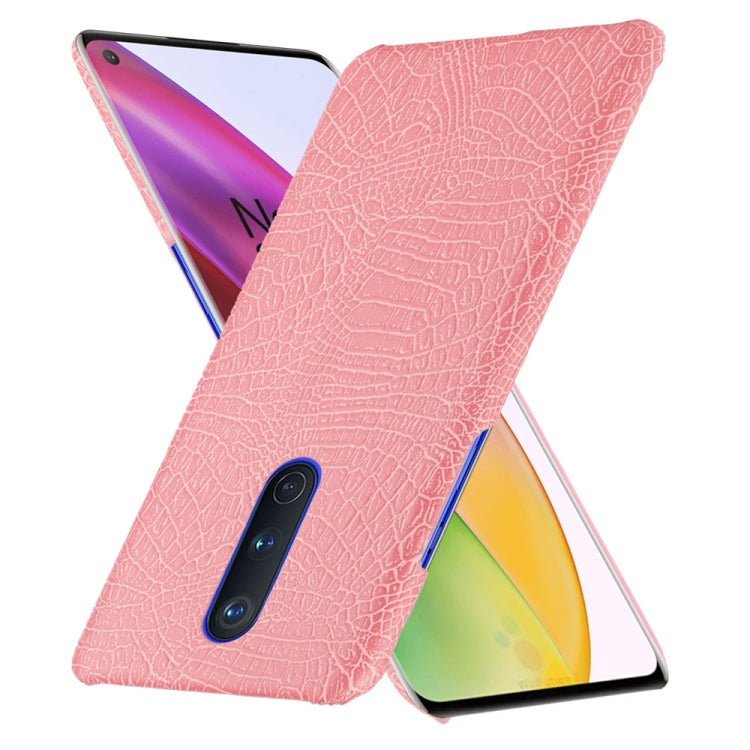 For OnePlus 8 Shockproof Crocodile Texture PC + PU Case(Pink)
