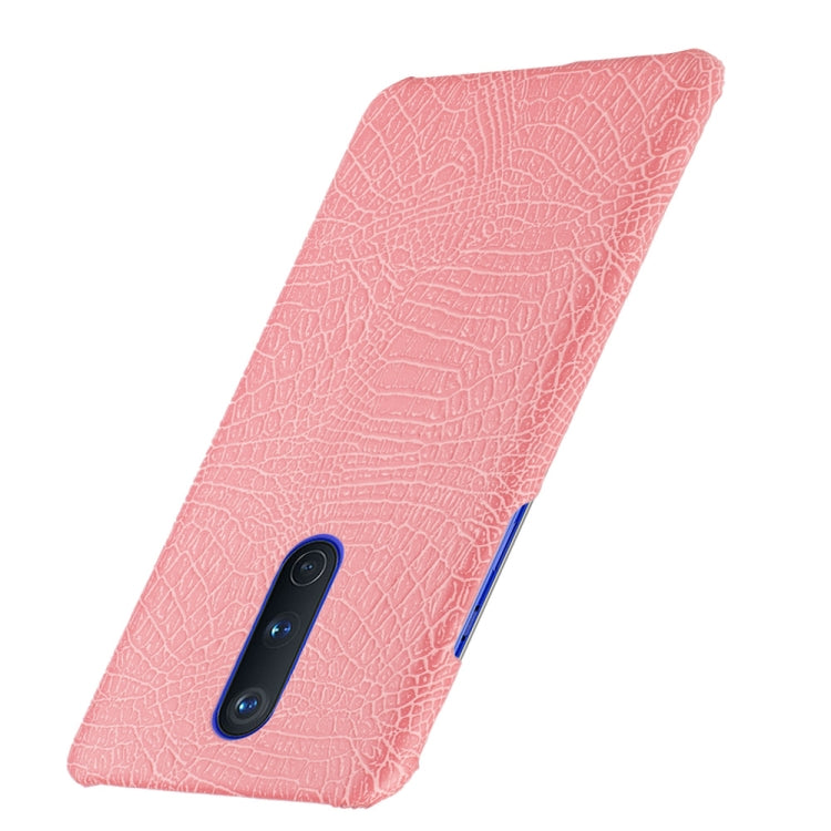 For OnePlus 8 Shockproof Crocodile Texture PC + PU Case(Pink)