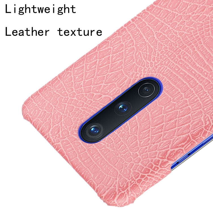 For OnePlus 8 Shockproof Crocodile Texture PC + PU Case(Pink)