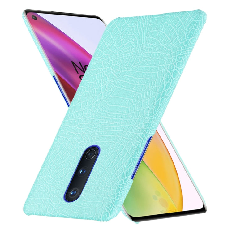 For OnePlus 8 Shockproof Crocodile Texture PC + PU Case(Light green)
