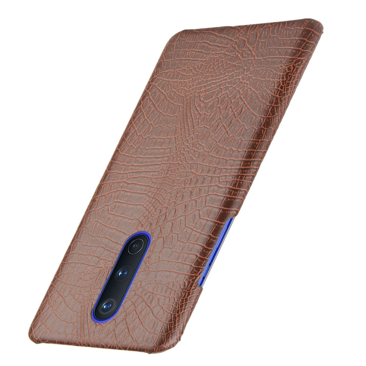For OnePlus 8 Shockproof Crocodile Texture PC + PU Case(Brown)