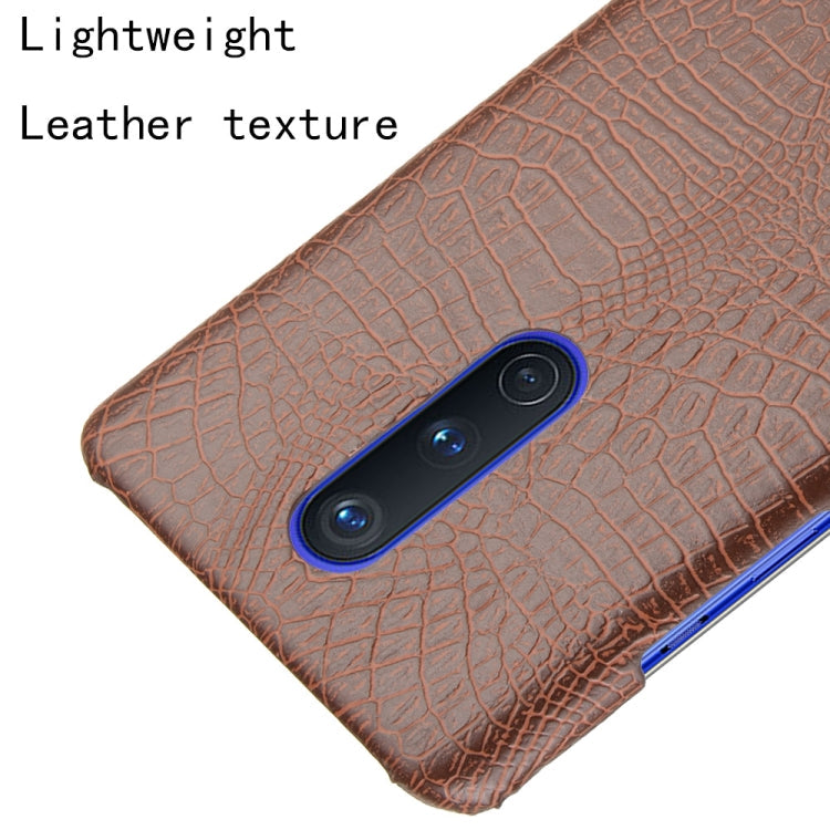 For OnePlus 8 Shockproof Crocodile Texture PC + PU Case(Brown)