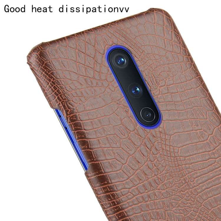 For OnePlus 8 Shockproof Crocodile Texture PC + PU Case(Brown)
