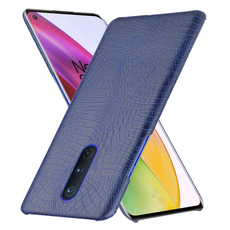 For OnePlus 8 Shockproof Crocodile Texture PC + PU Case(Blue)
