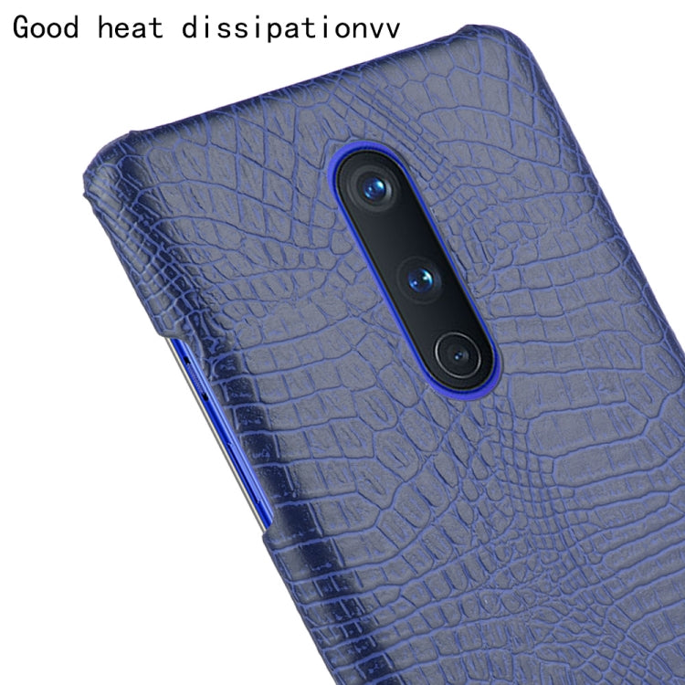 For OnePlus 8 Shockproof Crocodile Texture PC + PU Case(Blue)