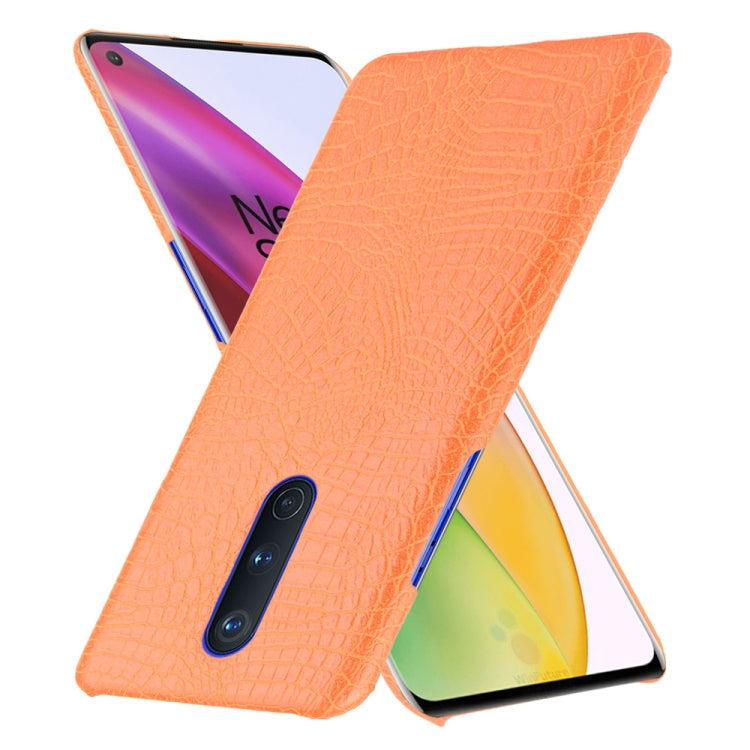 For OnePlus 8 Shockproof Crocodile Texture PC + PU Case(Orange)