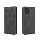 For Galaxy A31 Retro-skin Business Magnetic Suction Leather Case with Holder & Card Slots & Wallet(Black)