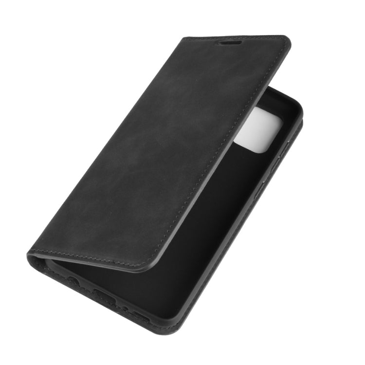 For Galaxy A31 Retro-skin Business Magnetic Suction Leather Case with Holder & Card Slots & Wallet(Black)