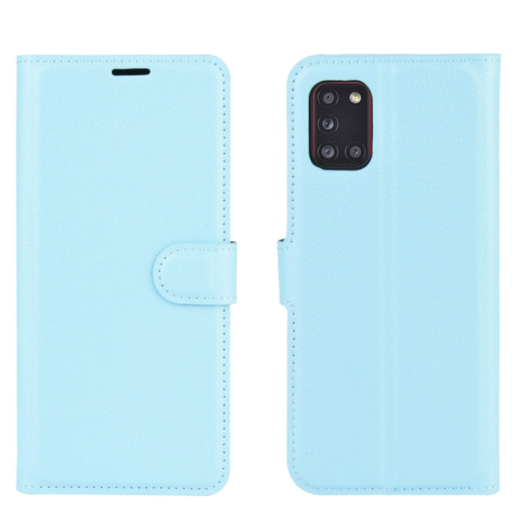 For Galaxy A31 Litchi Texture Horizontal Flip Protective Case with Holder & Card Slots & Wallet(Blue)