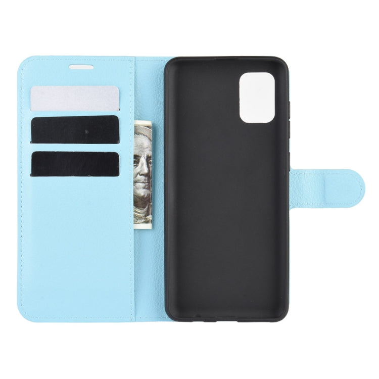 For Galaxy A31 Litchi Texture Horizontal Flip Protective Case with Holder & Card Slots & Wallet(Blue)