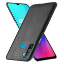 For OPPO Realme C3 with Fingerprint Hole Shockproof Crocodile Texture PC + PU Case(Black)