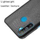 For OPPO Realme C3 with Fingerprint Hole Shockproof Crocodile Texture PC + PU Case(Black)